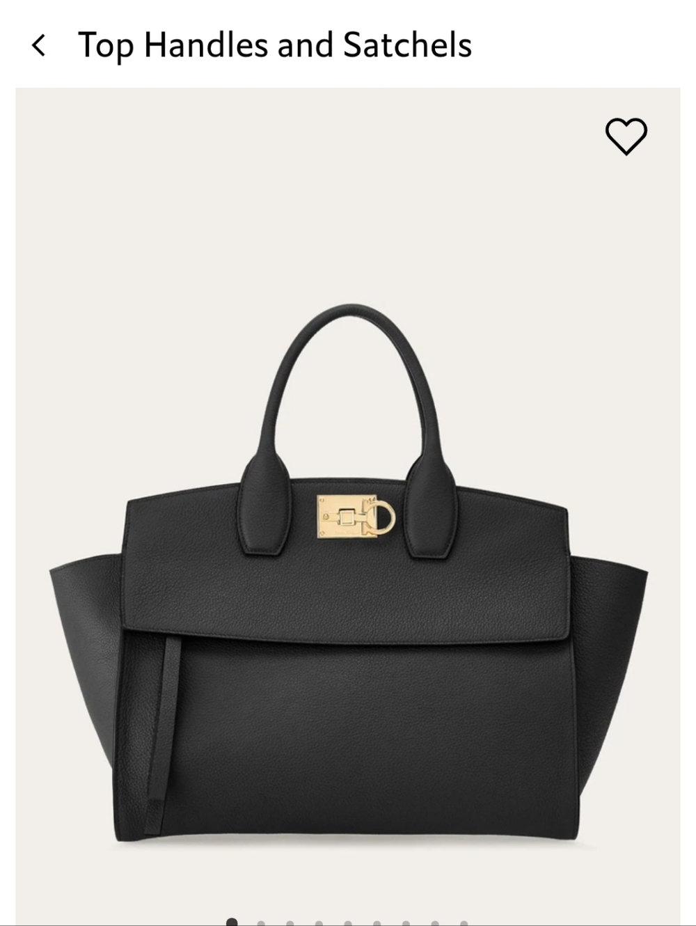 Salvador Ferragamo Black Leather Top-Handle Satchel Gold Hardware AUTHENTIC NEW
